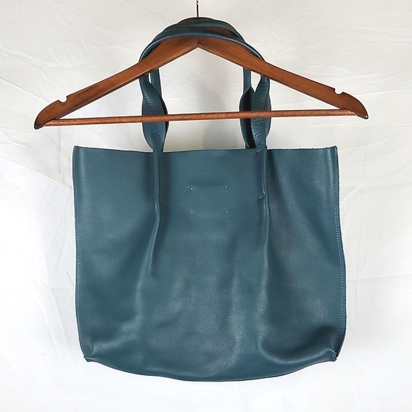 Eileen Fisher Teal Pebbled Leather Tote - Picture 7 of 11